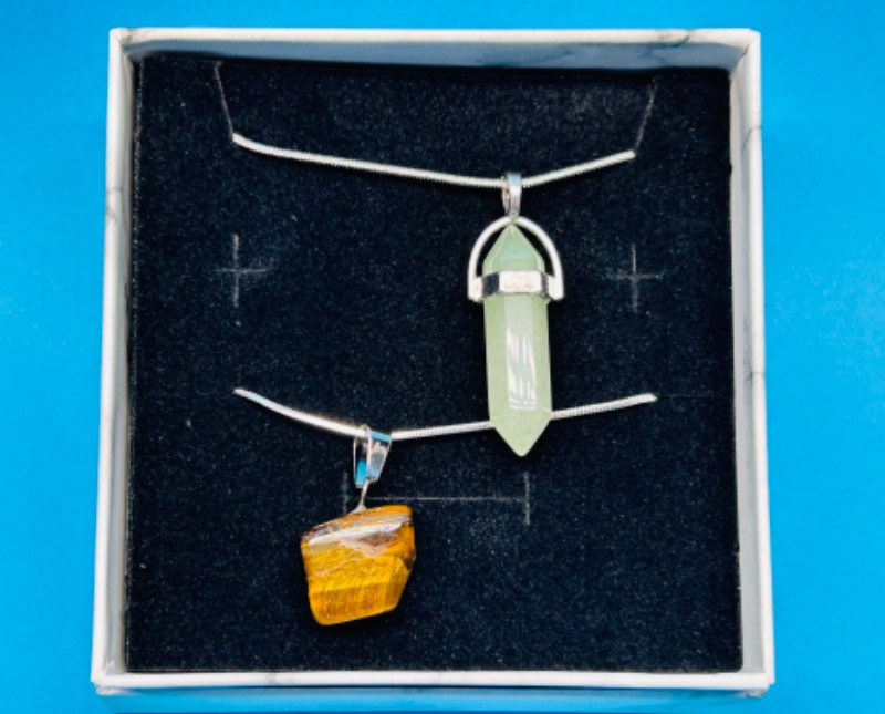 Photo 1 of 150435… crystal cut and polished rock pendant necklaces in gift box