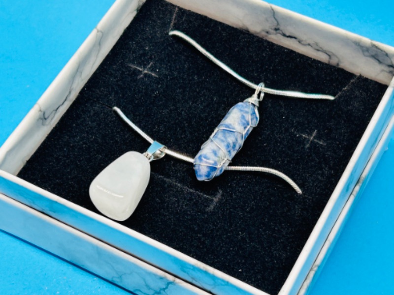 Photo 1 of 150436… crystal cut and polished rock pendant necklaces in gift box