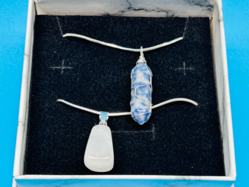 Photo 2 of 150436… crystal cut and polished rock pendant necklaces in gift box