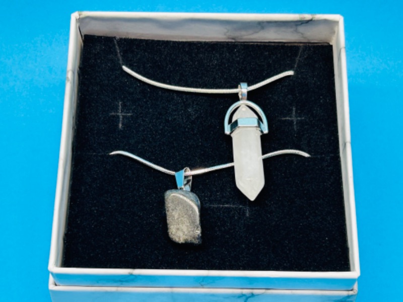 Photo 1 of 150437… crystal cut and polished rock pendant necklaces in gift box