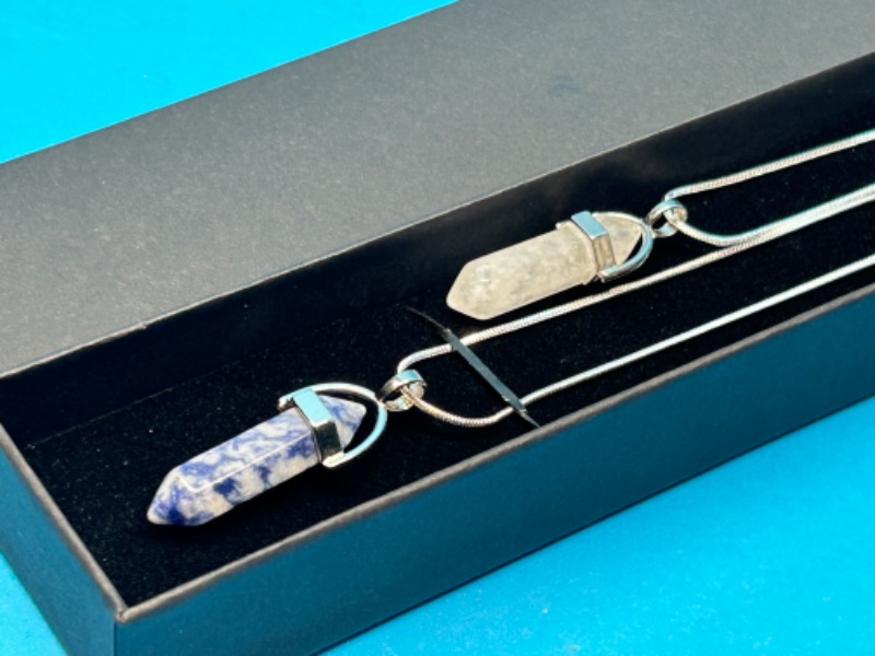 Photo 1 of 150441… crystal cut and polished rock pendant necklaces in gift box