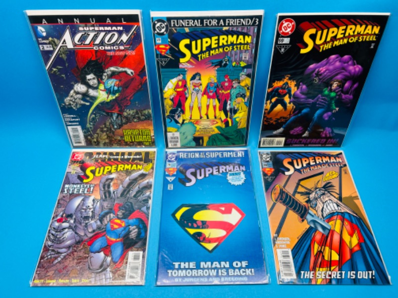 Photo 1 of 150632…6 Superman  comics in plastic sleeves 