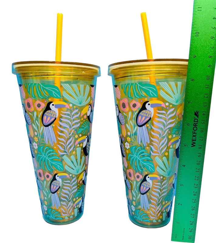 Photo 1 of 150683…2 large tumblers with lids and straws 