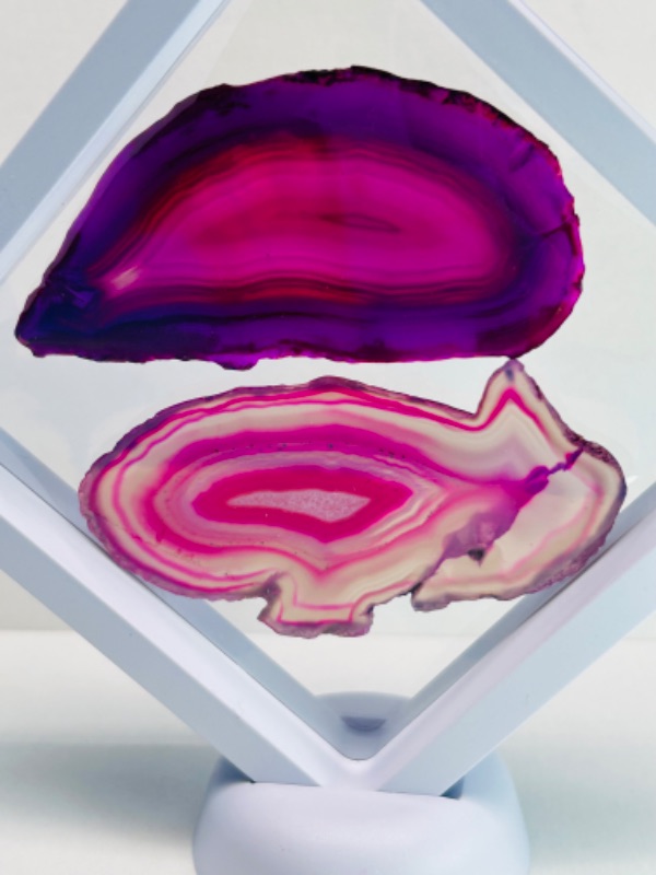 Photo 1 of 150735… 2 agate slices in 4 x 4” display 