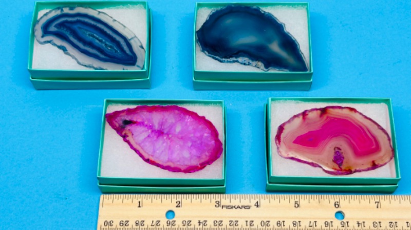 Photo 1 of 150740…4 agate slices in gift boxes 
