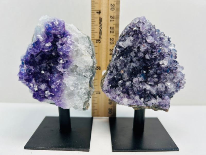 Photo 3 of 150745…2 amethyst crystal rocks on stands 3.5” including stands