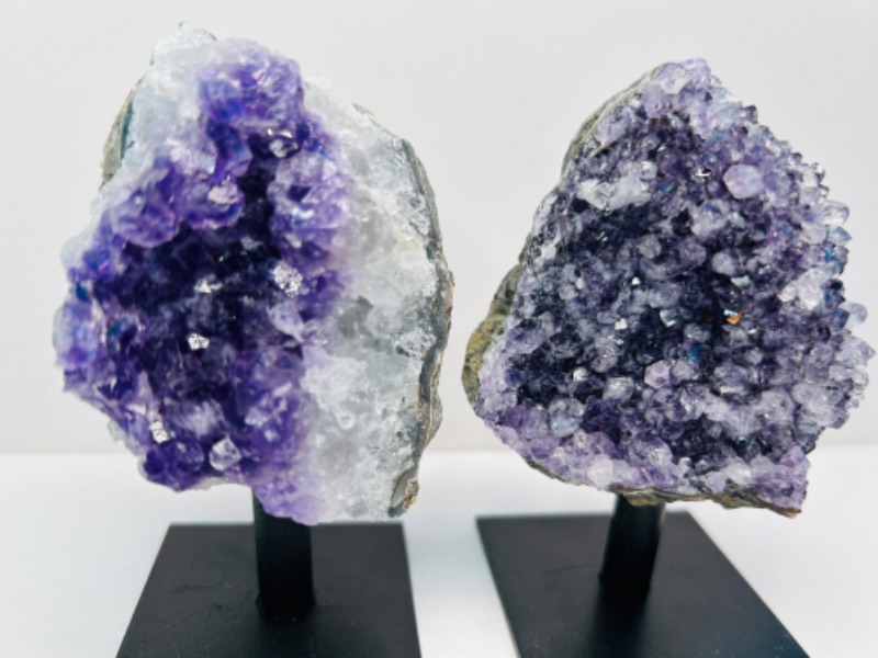 Photo 2 of 150745…2 amethyst crystal rocks on stands 3.5” including stands