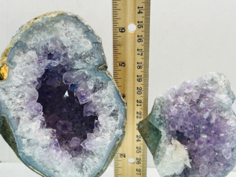 Photo 4 of 150749…2  amethyst crystal rocks on stands- height includes display stands 6 and 5”