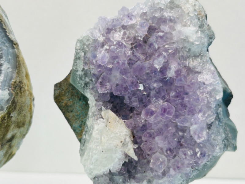 Photo 2 of 150749…2  amethyst crystal rocks on stands- height includes display stands 6 and 5”