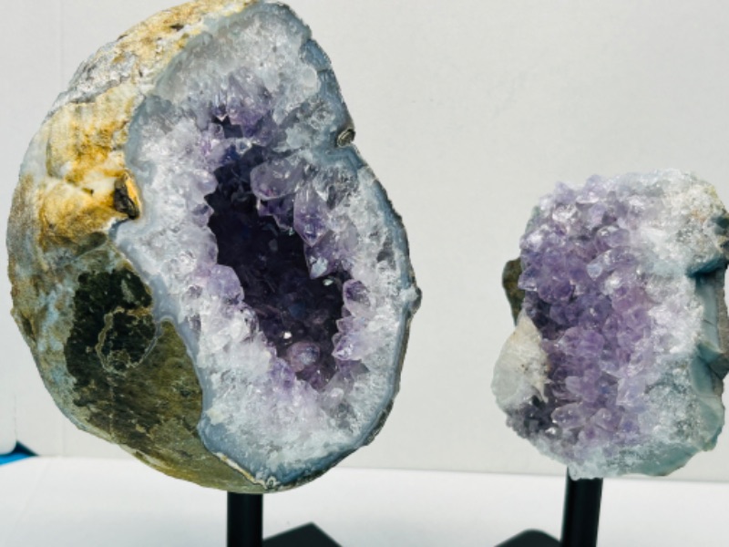 Photo 3 of 150749…2  amethyst crystal rocks on stands- height includes display stands 6 and 5”
