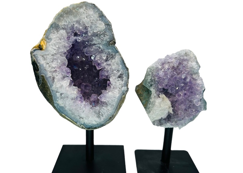 Photo 1 of 150749…2  amethyst crystal rocks on stands- height includes display stands 6 and 5”