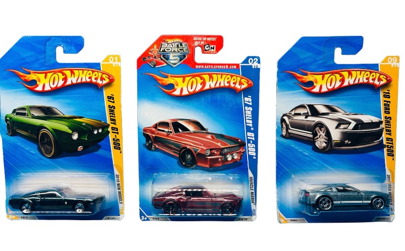 Photo 1 of 151054… 3 hot wheels die cast Ford Shelby cars