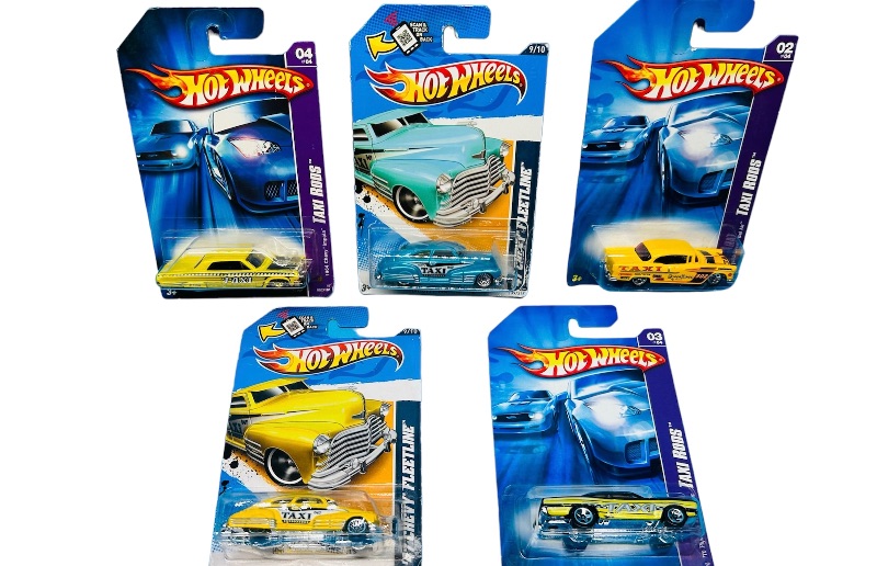 Photo 1 of 151069… 5 hot wheels die cast taxi  cars