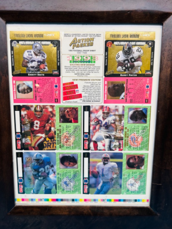 Photo 4 of 151174…action Packed 1993 football proof sheet nicely framed 