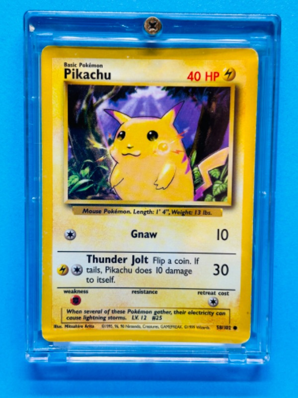 Photo 1 of 151188…Pokémon pikachu card 58/102 in hard plastic case 