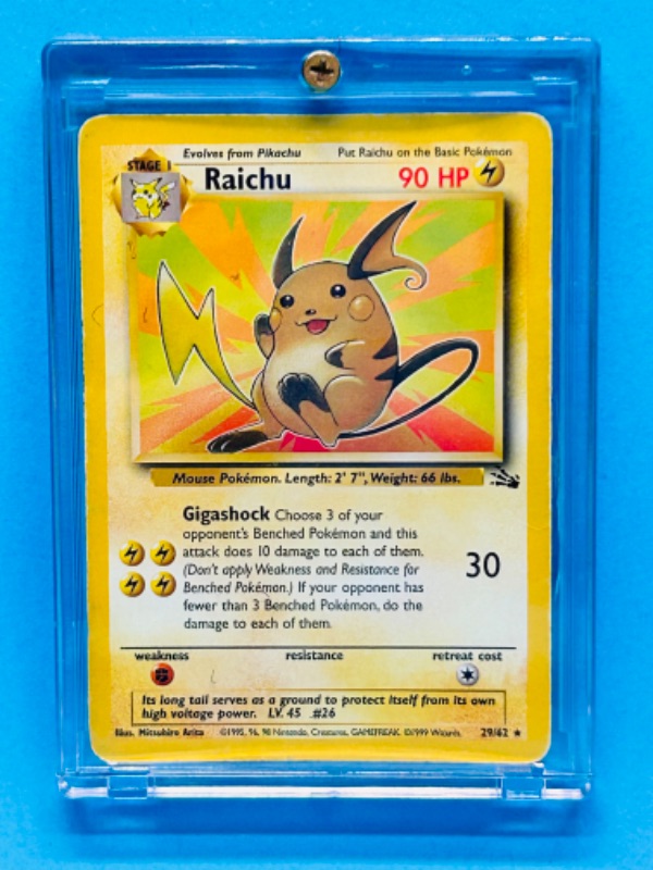 Photo 1 of 151195… Pokémon Raichu card 29/62 in hard plastic case 