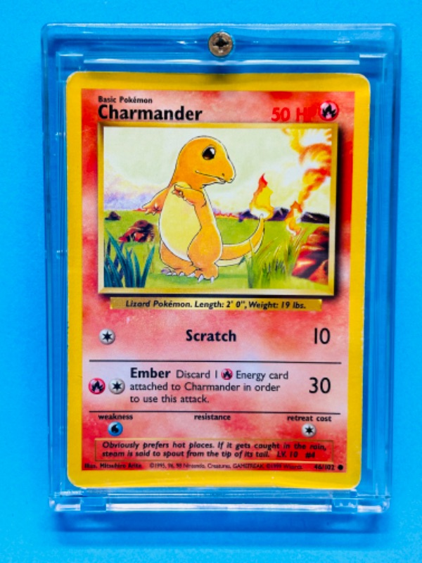 Photo 1 of 151196…Pokémon Charmander card 46/102 in hard plastic case 