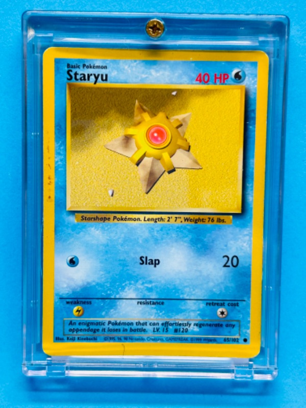 Photo 1 of 151217…Pokémon Staryu card 65/102 in hard plastic case 