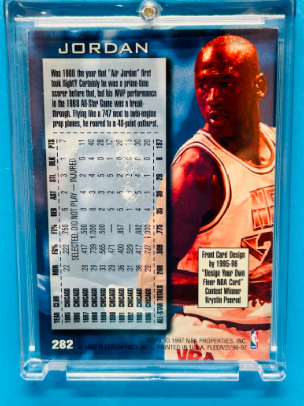 Photo 2 of 151229…fleer Michael Jordan card 282 all star 10 retro in hard plastic case 