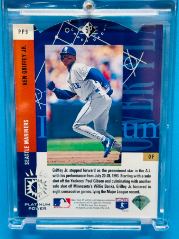 Photo 2 of 151231…Ken Griffey Jr. platinum power card PP9 upper deck in hard plastic case 