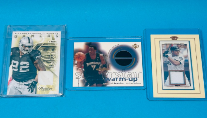 Photo 1 of 151240…3 sports jersey cards in hard plastic sleeves 