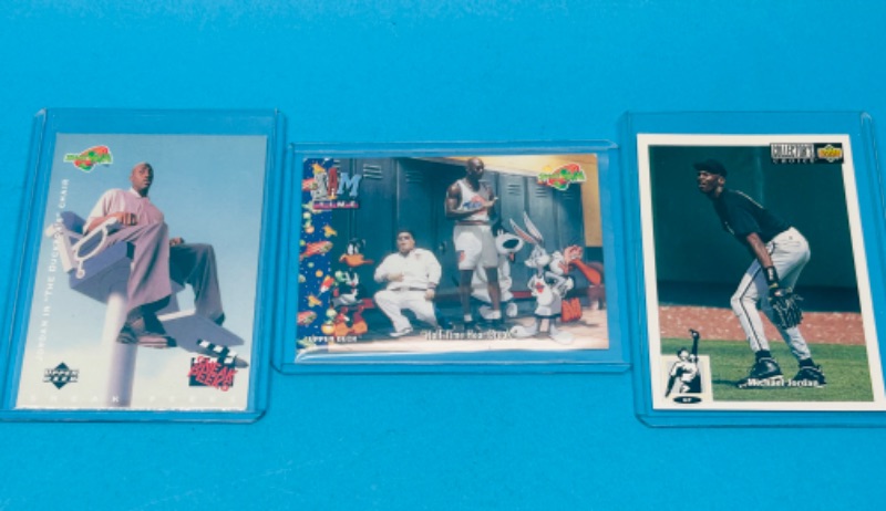 Photo 1 of 151241…3 Michael Jordan cards  in hard plastic sleeves 