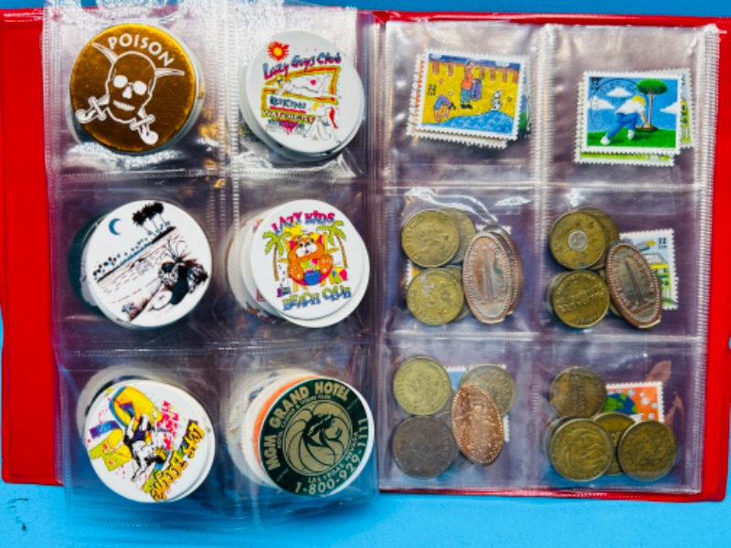 Photo 5 of 151266…vintage 72+POG milk caps, souvenir tokens and stamps in binder-see photos 