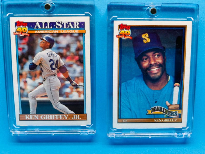 Photo 1 of 151275… Ken Griffey and Ken Griffey Jr. cards in hard plastic cases 