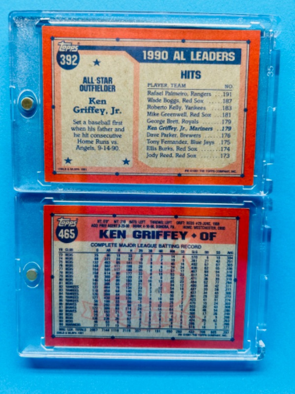 Photo 2 of 151275… Ken Griffey and Ken Griffey Jr. cards in hard plastic cases 