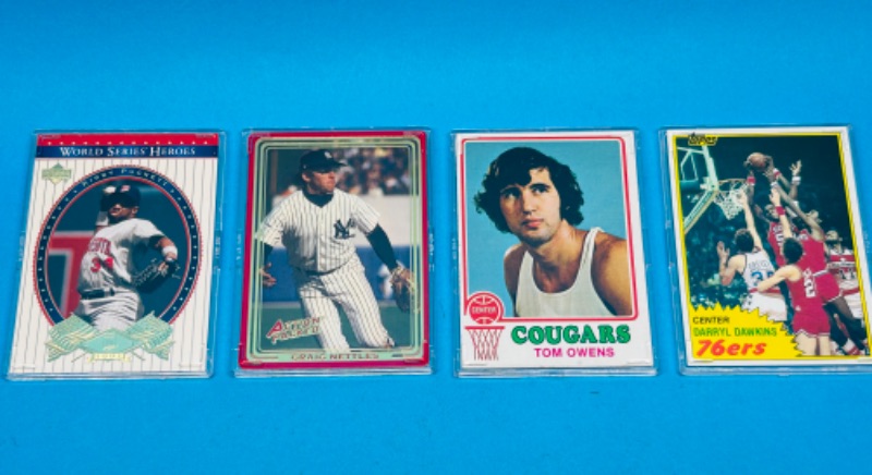 Photo 1 of 151277…4 collectible older sports cards in hard plastic cases 