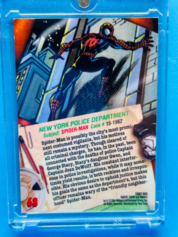 Photo 2 of 151281…1994 marvel Spider-Man NYPD Files card 68  in hard plastic case