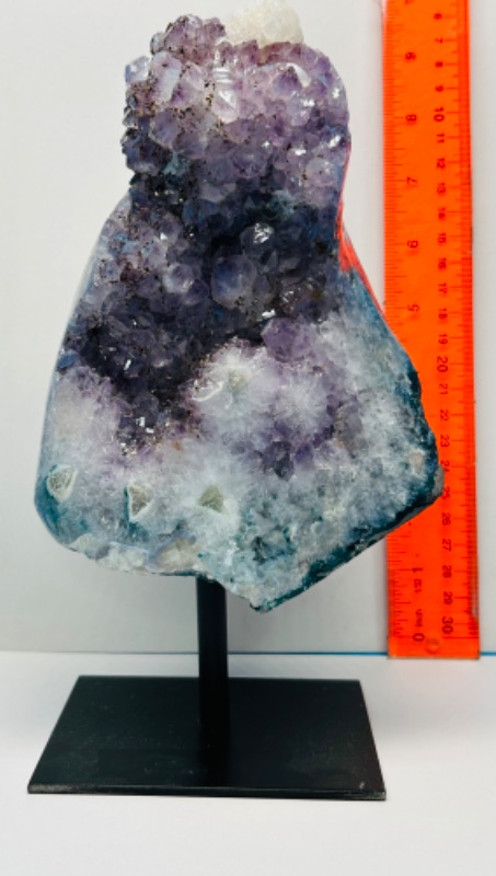 Photo 2 of 151284…9” amethyst crystal rock on stand- height includes display stand 