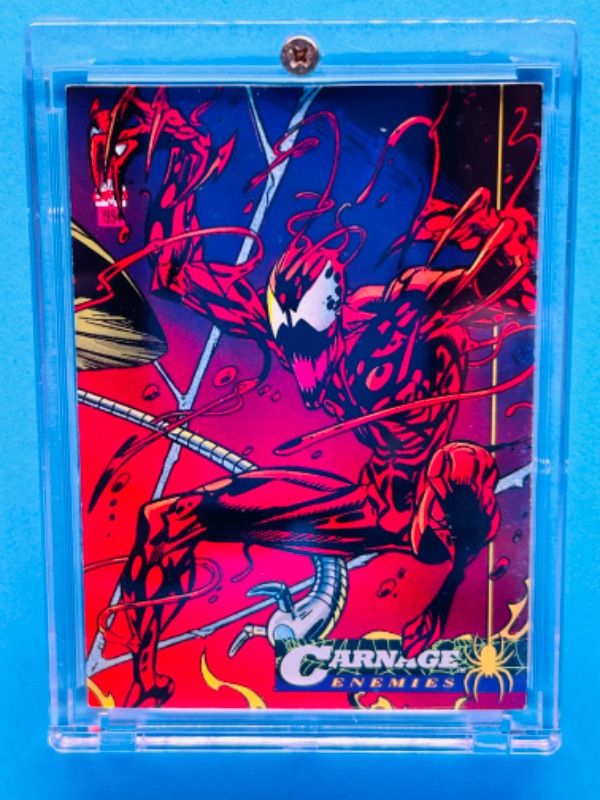 Photo 1 of 151292…1994 marvel Carnage Enemies card 66 in hard plastic case 