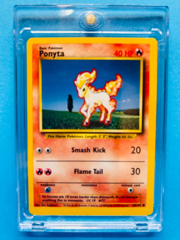 Photo 1 of 151305…Pokémon Ponyta card 60/102 in hard plastic case 