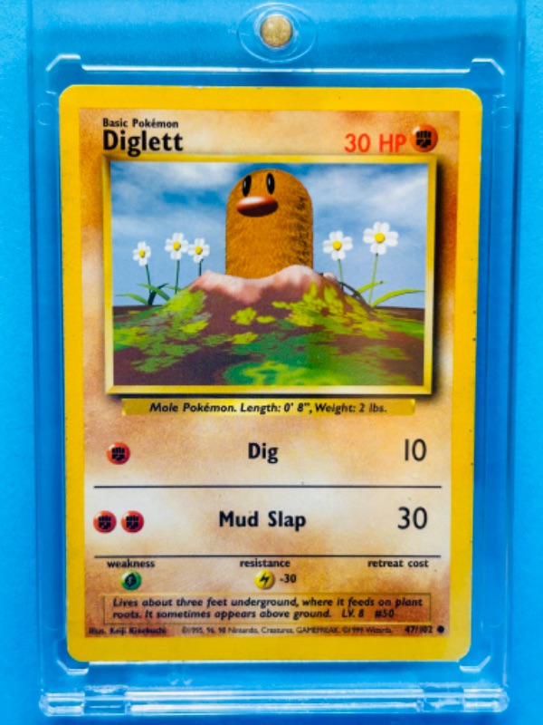 Photo 1 of 151313…Pokémon Diglett card 47/102 in hard plastic case 