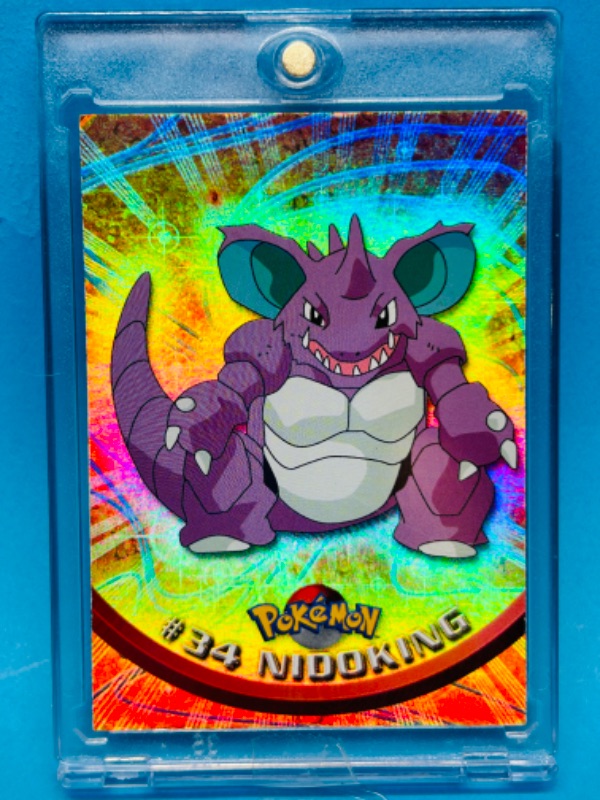 Photo 1 of 151314…Topps Pokémon #34 Nidoking holo card in hard plastic case 