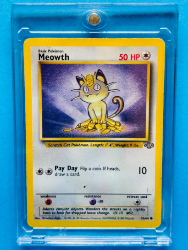 Photo 1 of 151315…Pokémon Meowth card 56/64 in hard plastic case 