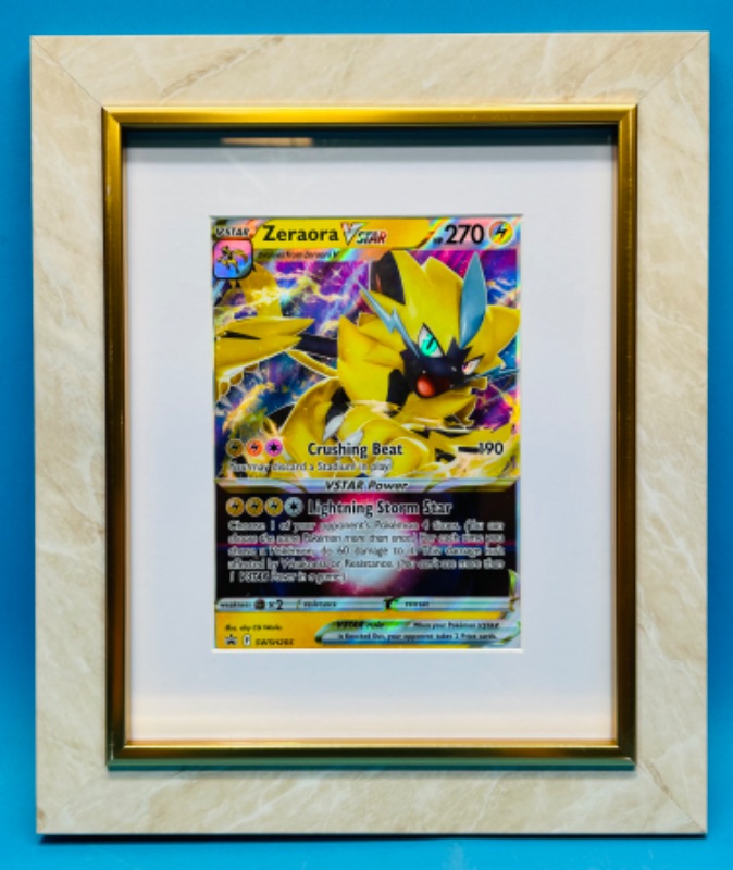 Photo 1 of 151318…framed jumbo 2022 Pokémon Zeraora Vstar holo card 12 x 10.5” 