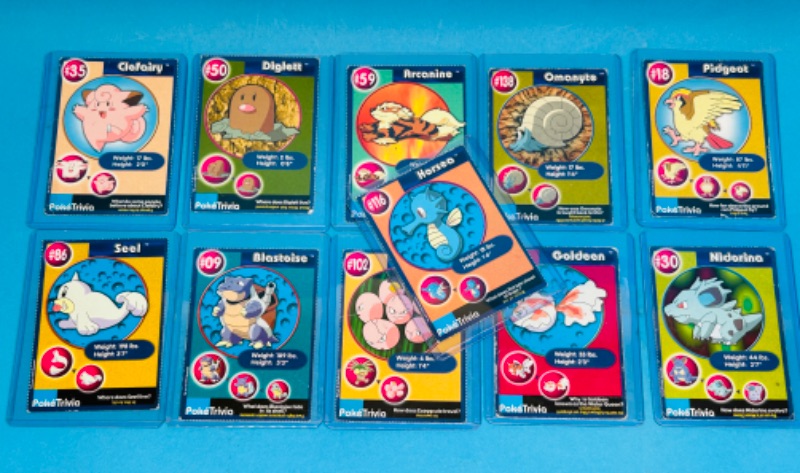 Photo 1 of 151330…11 poketrivia Pokemon cards in hard plastic sleeves 