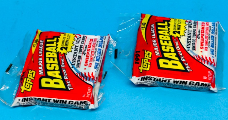 Photo 4 of 151331…2 sealed 1991 topps baseball the real one packs 