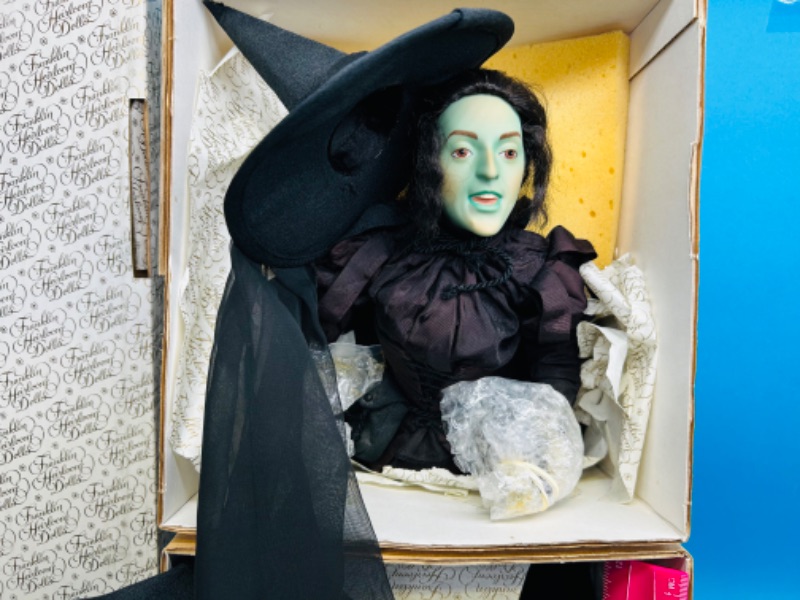 Photo 2 of 151352…Xlarge 22” Wicked Witch of the West porcelain doll with COA Franklin Heirloom Wizard of Oz in original box