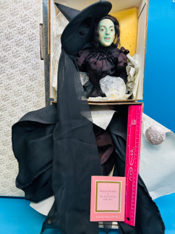 Photo 1 of 151352…Xlarge 22” Wicked Witch of the West porcelain doll with COA Franklin Heirloom Wizard of Oz in original box