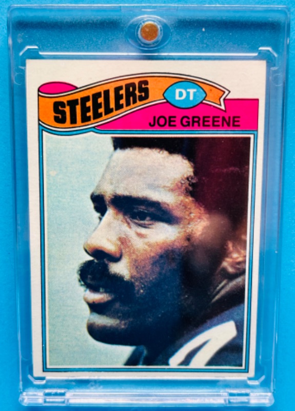 Photo 1 of 151382…Topps 1977 Mean Joe Greene card 405  in hard plastic case 