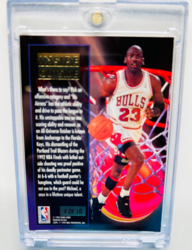 Photo 2 of 151384…Fleer Ultra Michael Jordan inside outside card 4  in hard plastic case 