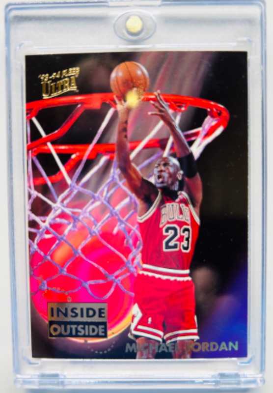 Photo 1 of 151384…Fleer Ultra Michael Jordan inside outside card 4  in hard plastic case 