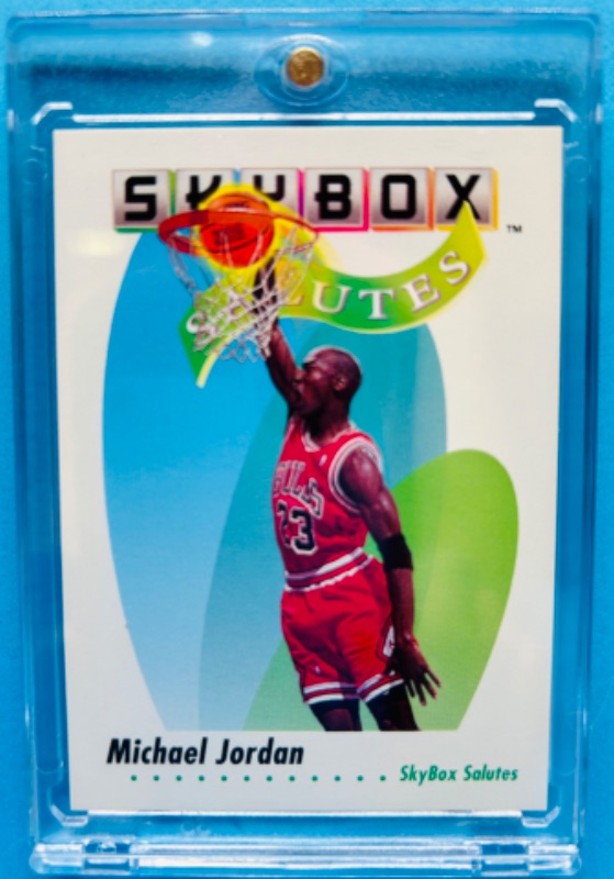 Photo 1 of 151385…skybox Michael Jordan card 572  in hard plastic case 