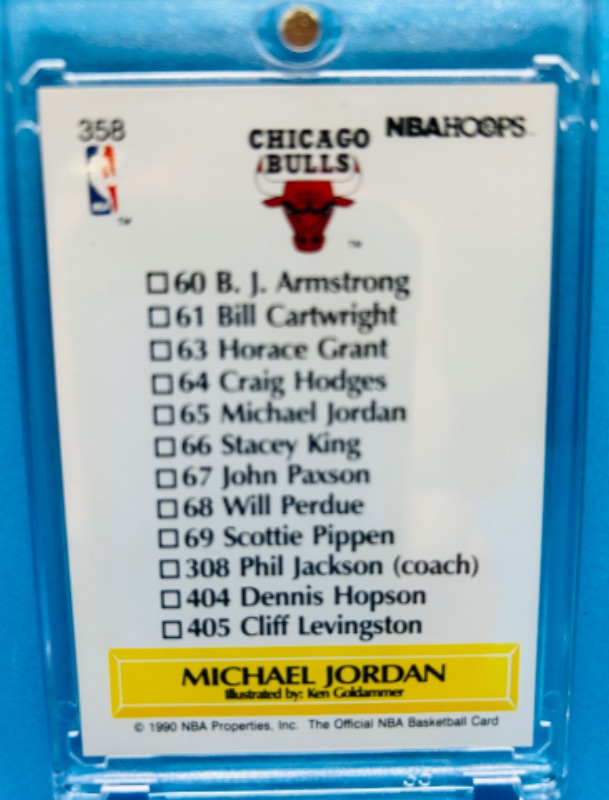 Photo 2 of 151393…NBA Hoops Michael Jordan card 358 in hard plastic case