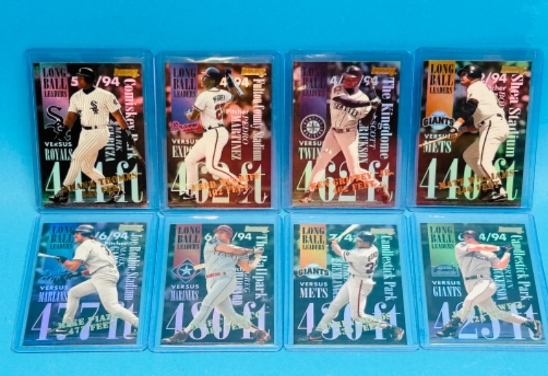 Photo 1 of 151394…Donruss Long Ball Leaders holo cards 1-8 in hard plastic sleeves 