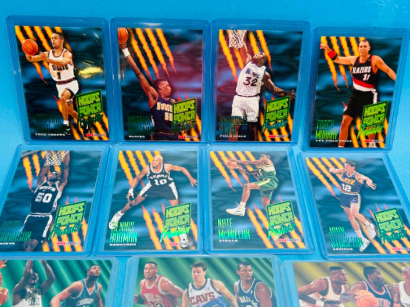 Photo 2 of 151402…basketball card sets- team leaders 1-9, and hoops power predator 1-8  in hard plastic sleeves 