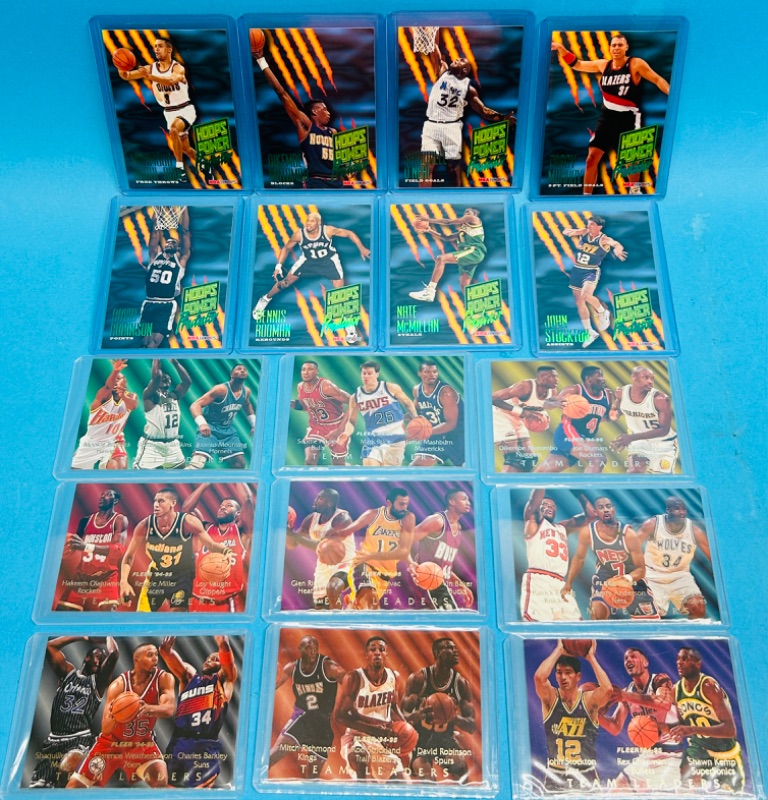 Photo 1 of 151402…basketball card sets- team leaders 1-9, and hoops power predator 1-8  in hard plastic sleeves 